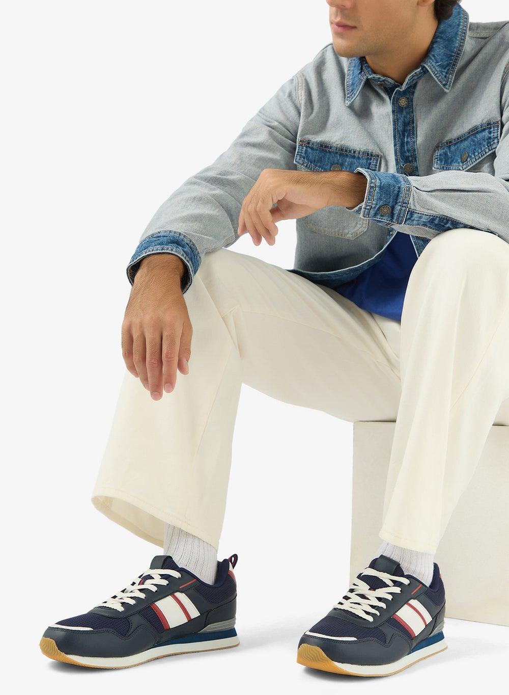 Glcnova J15 Navy Low-Top Casual Sneakers for Men - Image 1