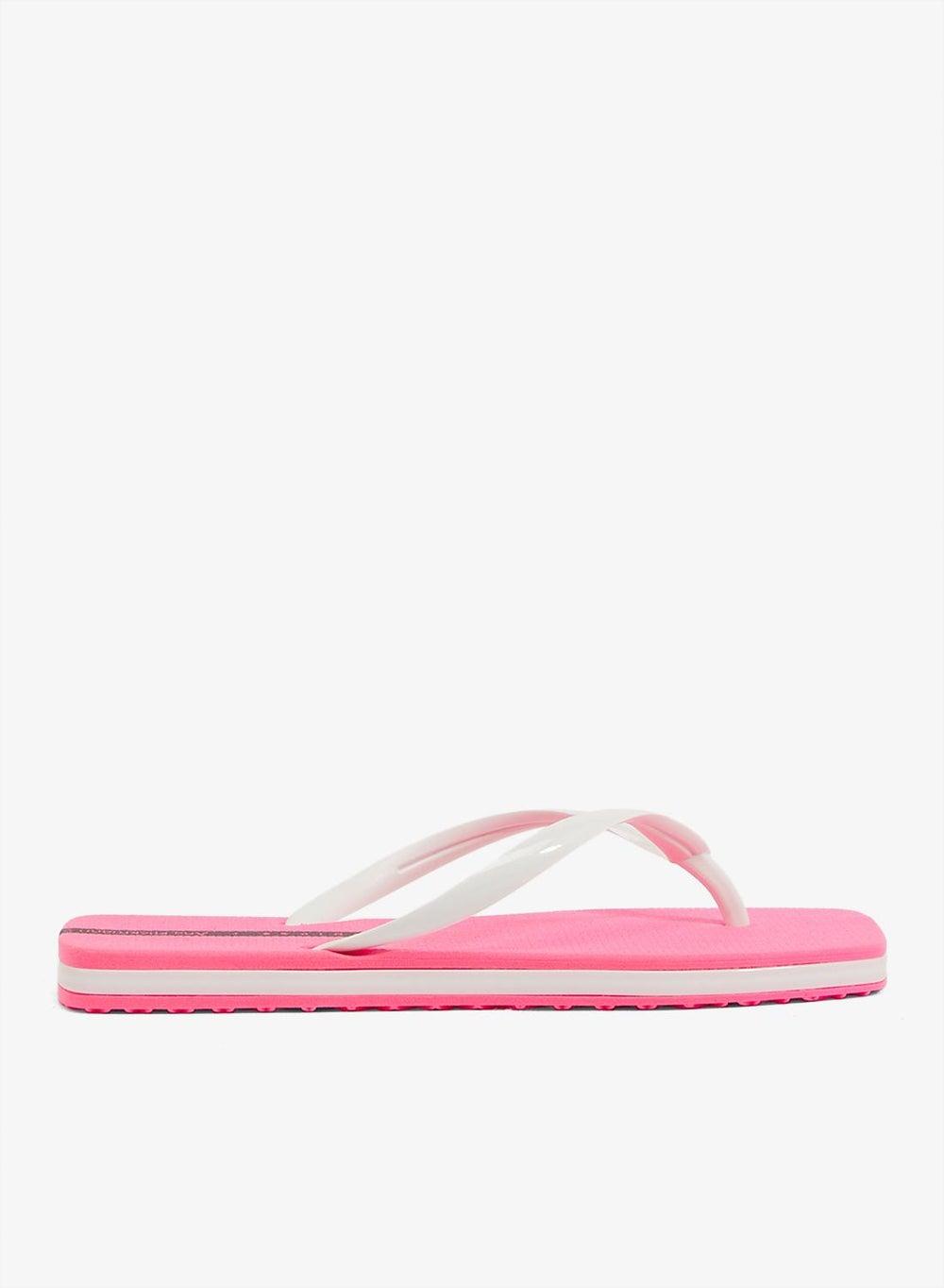 Elegant Slim Square Sole Flip Flops in Pink/White 001.00001 - Image 1