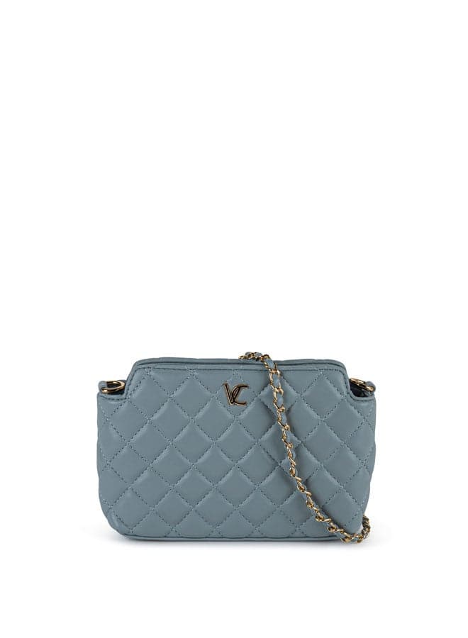 Vincci Blue Quilted Shoulder Bag with Elegant Chain Detail - Image 1