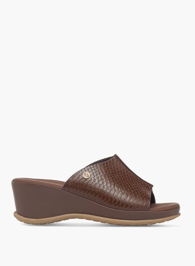 Elevate Your Style: Textured R24Ss00939Brown Wedge Sandals - Image 1