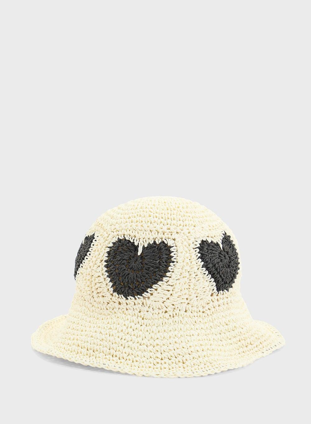 Ginger Heart Motif Elegance Raffia Hat for Women - Image 1