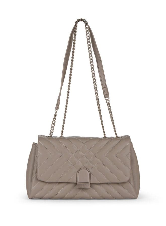 Vincci Elegant Quilted Brown Shoulder Bag with Chain Detail - Image 1