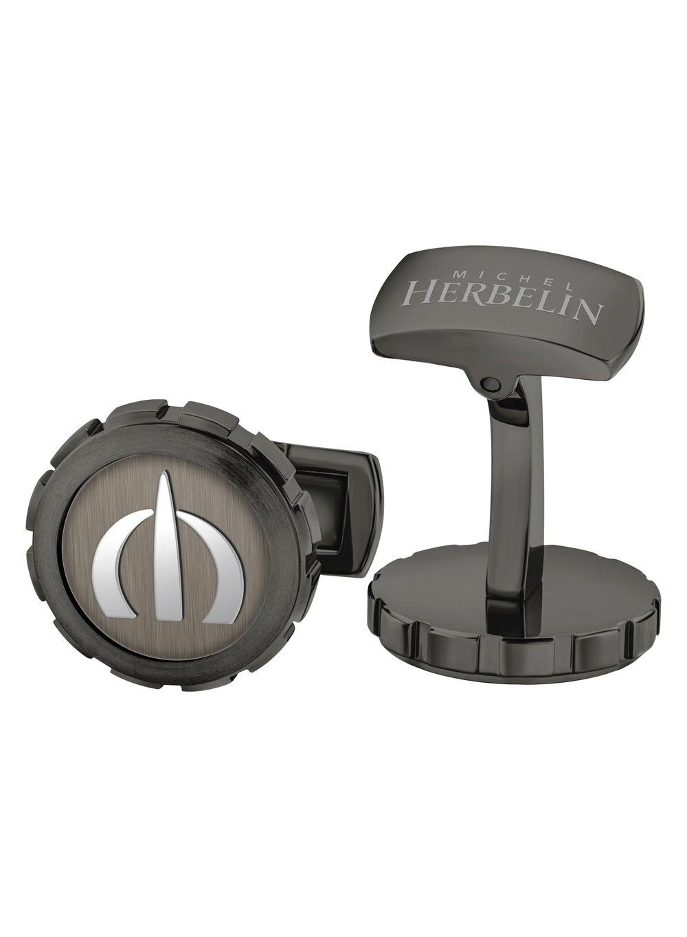 MICHEL HERBELIN Elegant Grey Plated Cufflinks - Image 1