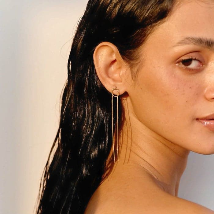 Noya Jasmine Drop Earrings - 18K Gold Platted Elegance - Image 1