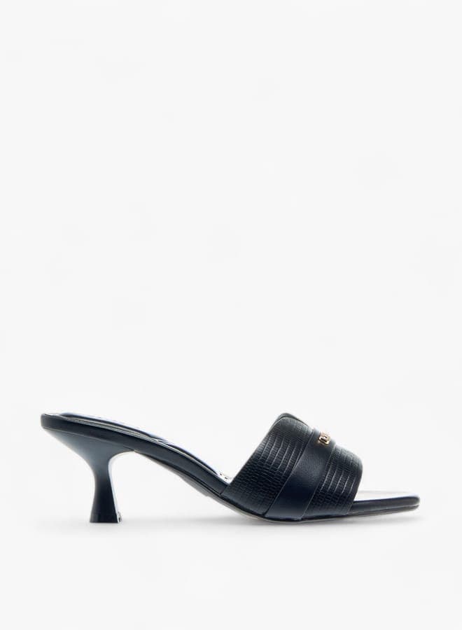 R25Ss01981Black Elegance: Sleek Women's Heel Sandals - Image 1