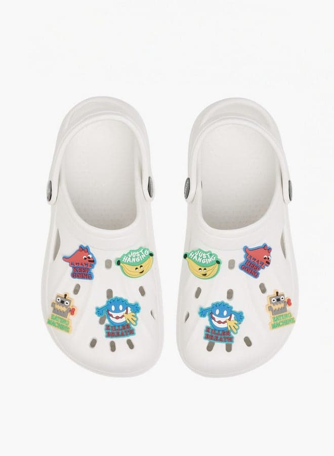 Boys Jibbitz 25298 White Clogs with Stylish Backstrap - Image 1