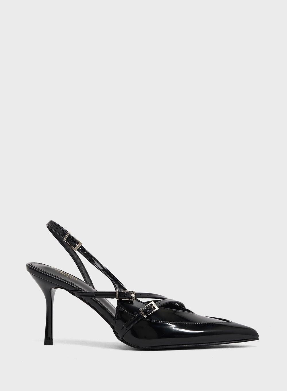 Elegant Black PU Slingback High Heel Pumps - Image 1