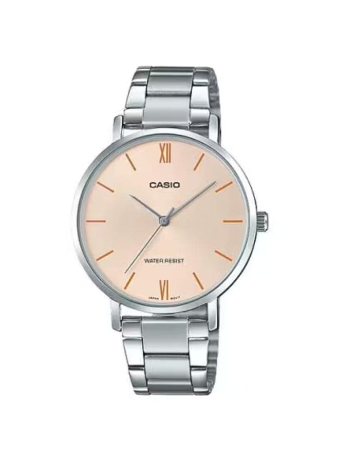 CASIO LTP-VT01D-4BUDF Elegance in Peach and Silver - 34mm - Image 1