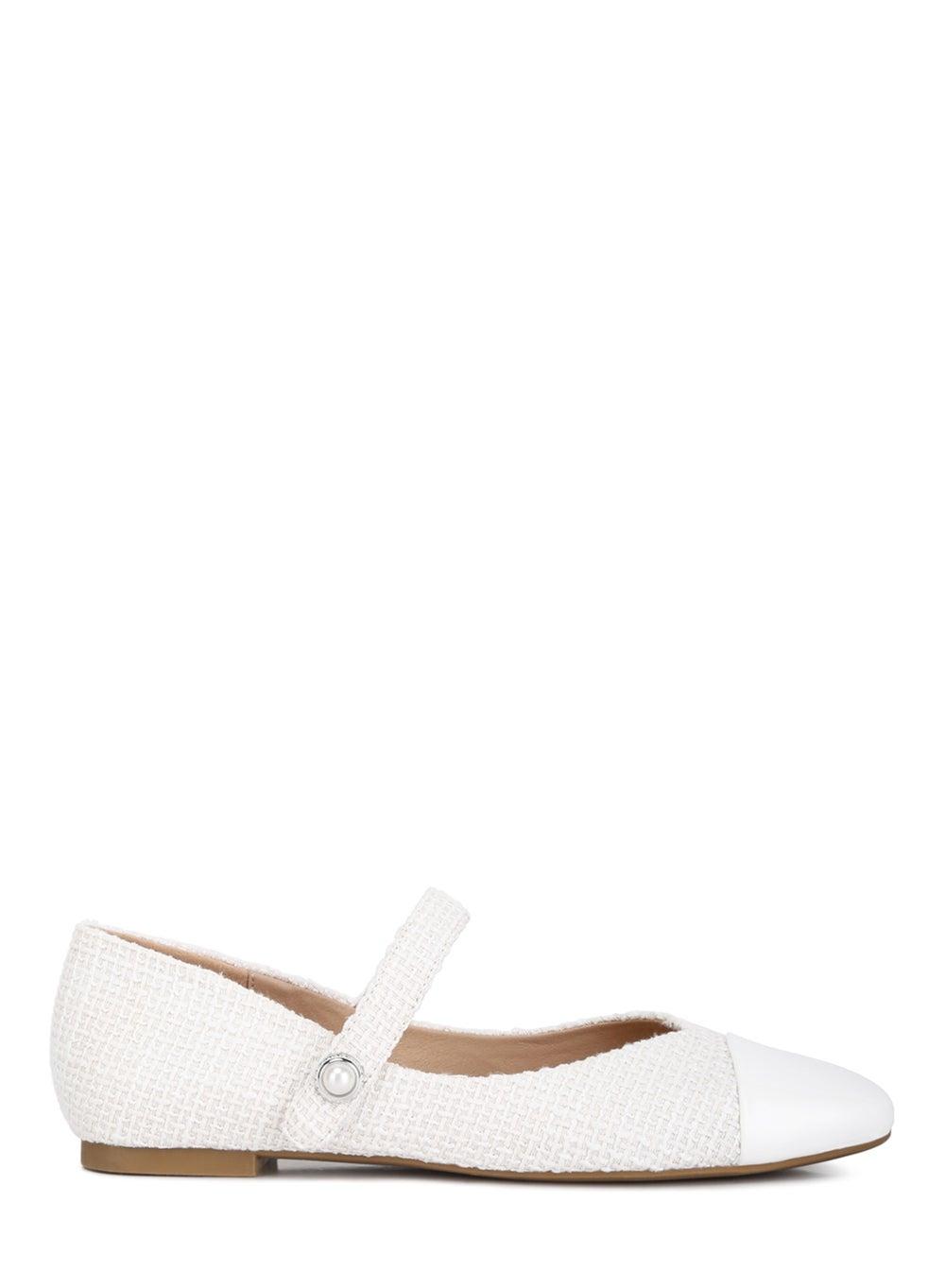 Sh4540 White Satin Mary Jane with Patent Toe Cap - Image 1