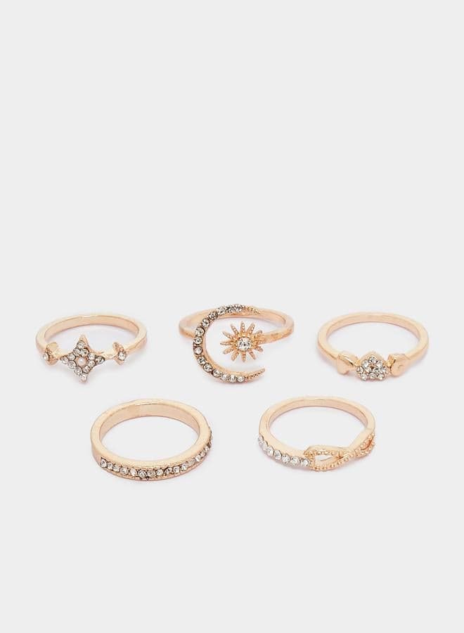 Styli Luxe Collection - 5-Piece Embellished Rings Set - Image 1