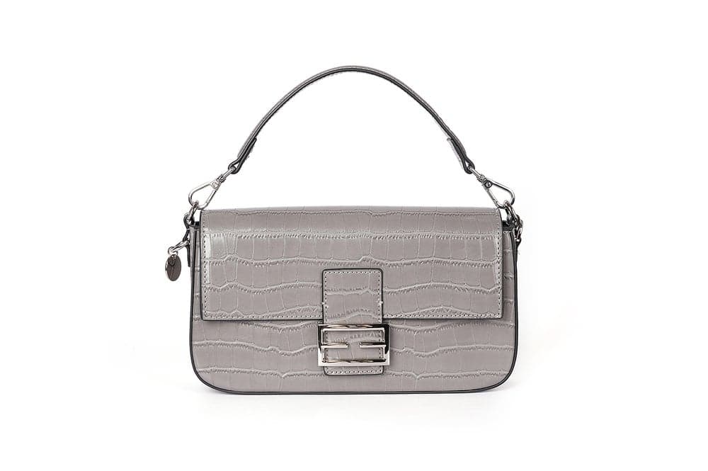 Cuple Croc-Embossed Baguette-Style Elegance Purse - Image 1
