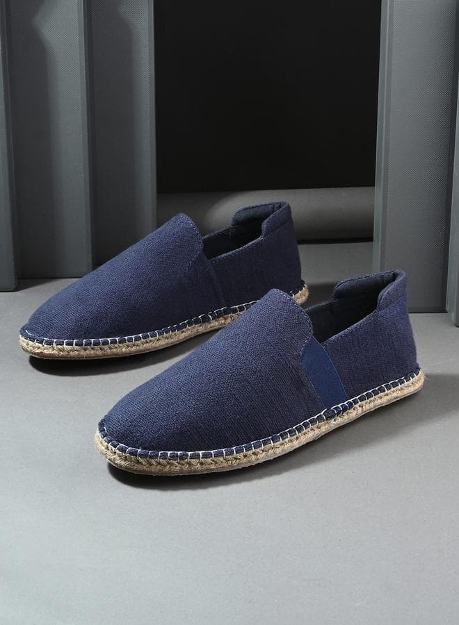 Navy Blue 7012425922 Elegant Contrast Stitch Espadrilles - Image 1