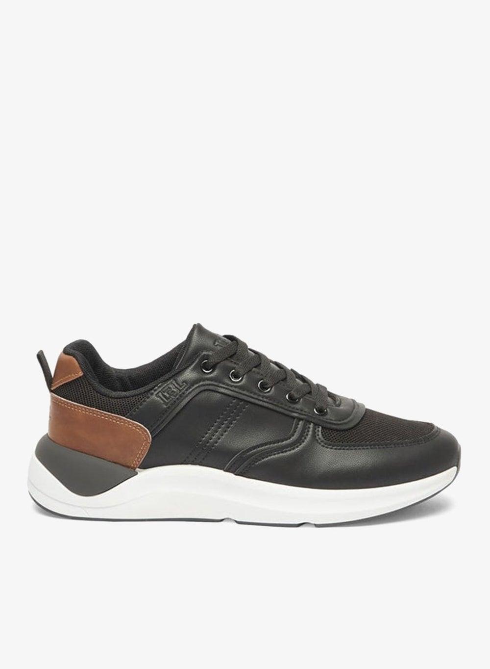 Wat230046 Black Panelled Low-Top Sneakers for Men - Image 1