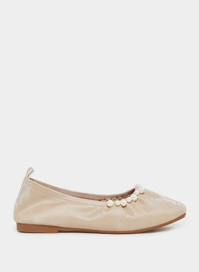 Elegant Faux Pearl Ballerina Flats - Image 1