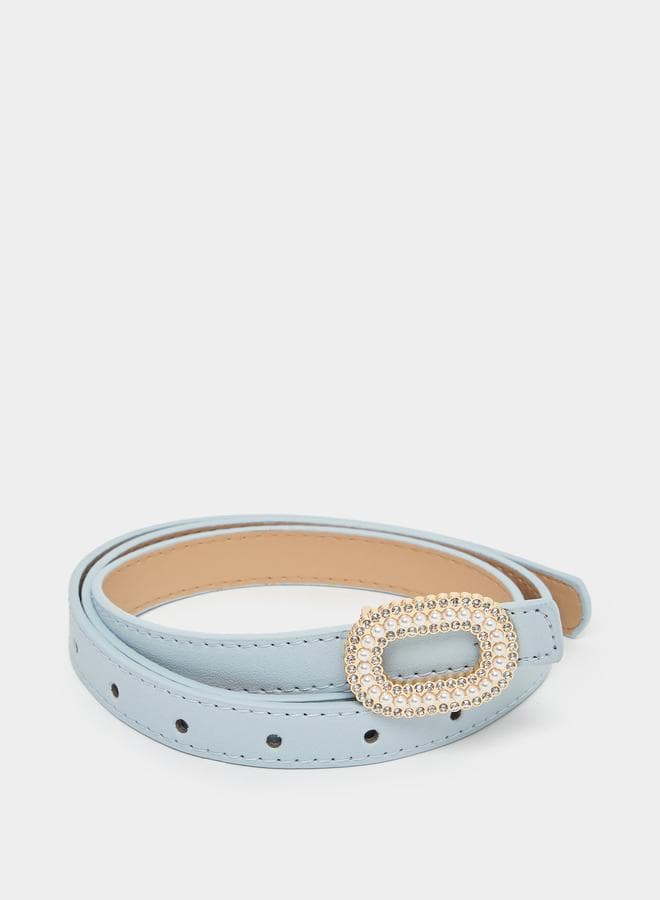 Styli Blue Embellished Buckle Belt for Elegant Women - Image 1