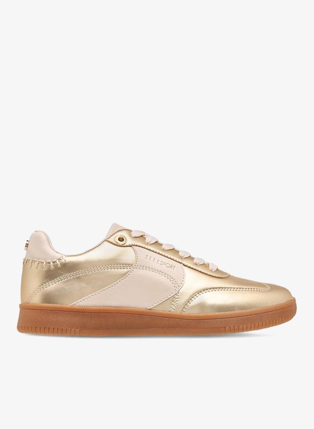 Onext0021Gold Women’s Panelled Gold Low-Top Sneakers - Image 1