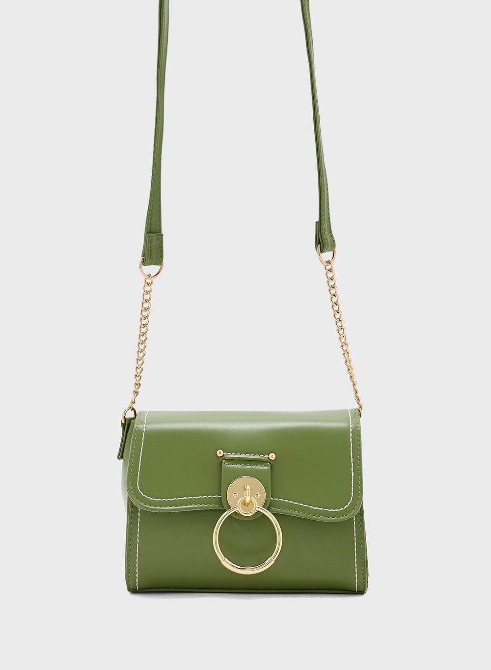 ELLA Chic Metal Trim Crossbody Bag with Elegant Stitching - Image 1