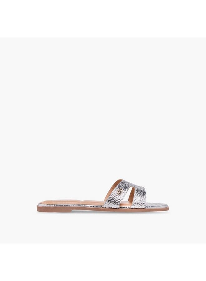 Elegant Women's Monogram Embossed Flat Sandals - Ja L12716Q M - Image 1