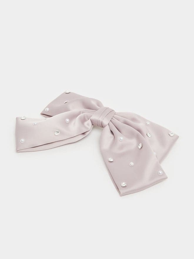 Styli Ribbon Hair Clip – Embellished Pink Elegance - Image 1