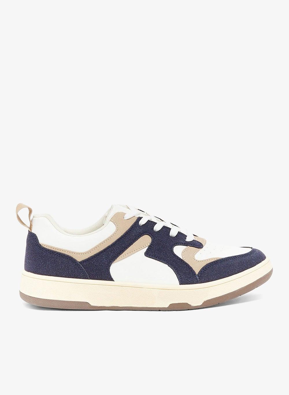 Y055 White/Navy Low-Top Sneakers - Timeless Men's Casual - Image 1
