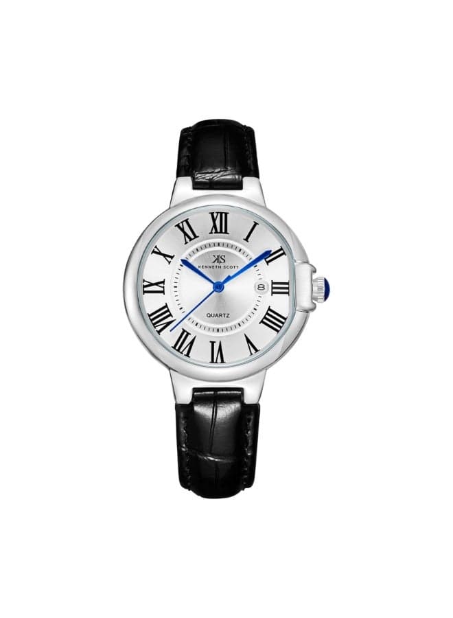KENNETH SCOTT K23553-SLBW Elegant Leather Women's Watch - Image 1