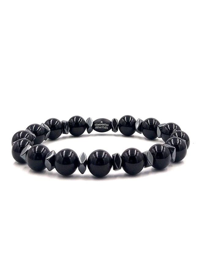 CHRYSOSTOMOS Black Onyx & Hematite Handcrafted Men's Bracelet - Image 1