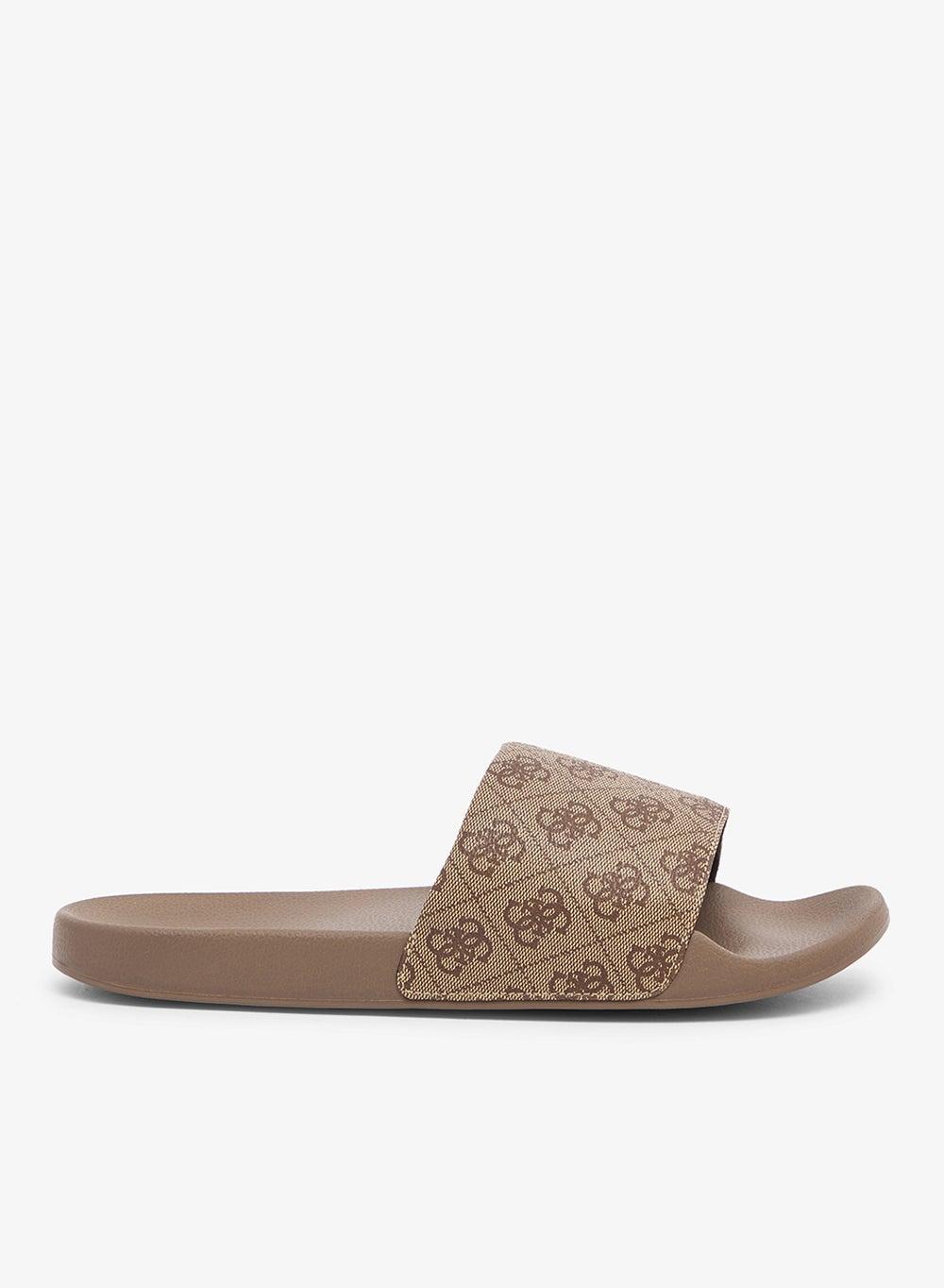 Elegant Beige Brown Logo Detail Slides - Fmjtokele19 Beibr - Image 1