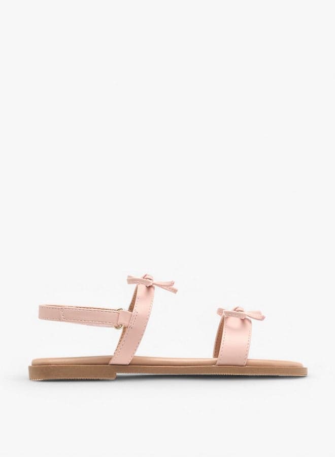 G15525 Ab61 Pink Bow Accent Sandals for Girls - Image 1