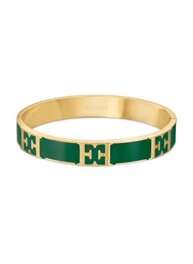 ESCADA Scarlett Gold-Plated Bangle with Green Enamel Detail - Image 1