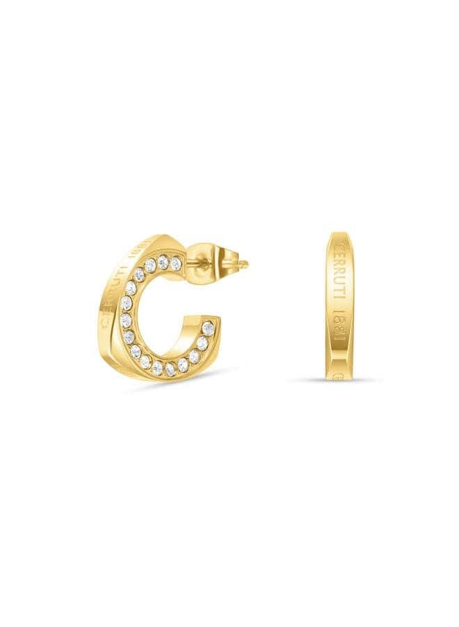 CERRUTI 1881 Giulia Crystal Gold Plated Signature Earrings - Image 1