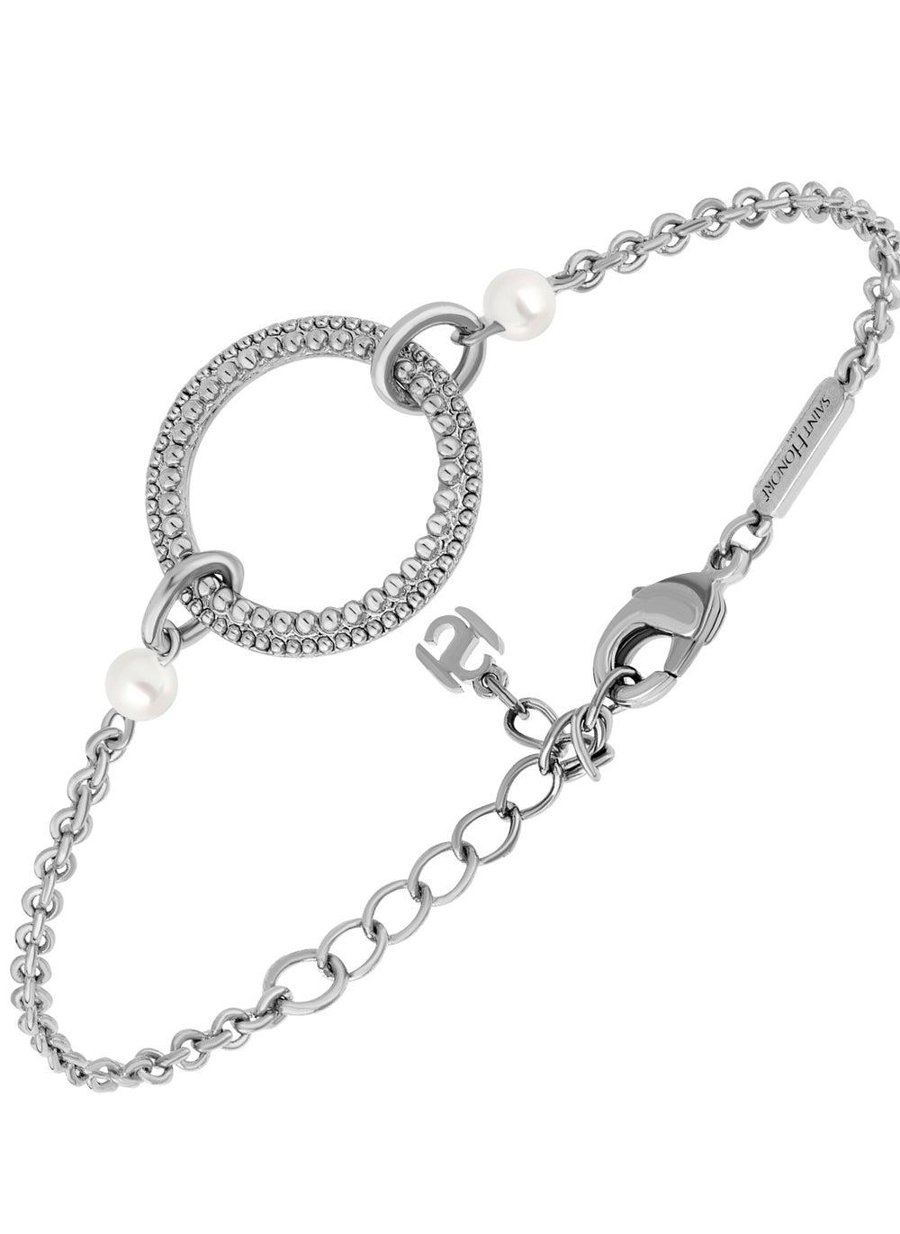 Saint Honore Paris Gala Cream Silver Bracelet Elegance Defined - Image 1