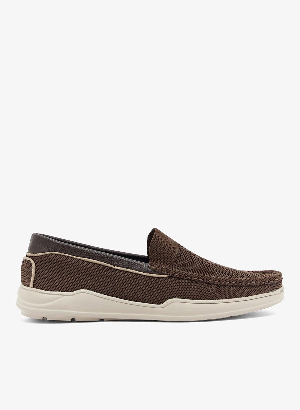 Nmc 014 Elegant Brown Knitted Loafers for Men - Image 1