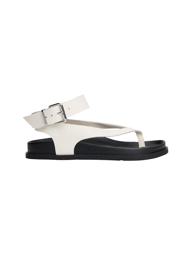 En0En02873Ybi Chic White Ankle Strap Flat Sandals - Image 1