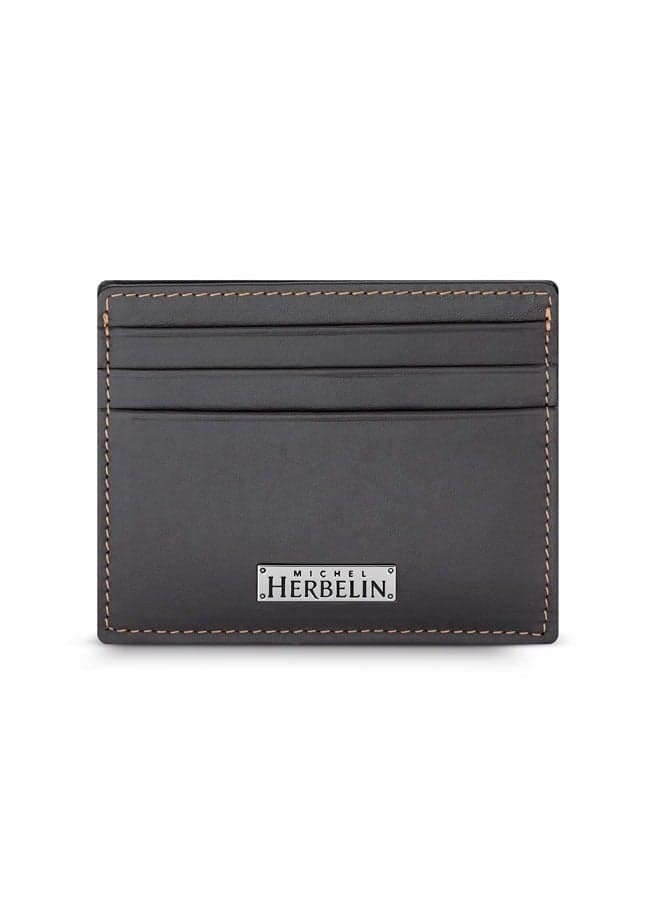 MICHEL HERBELIN Oak Brown Men's Luxury Credit Card Case - Image 1