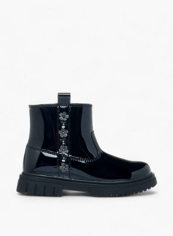 1676F18465 Elegant Floral Ankle Boots for Girls - Image 1