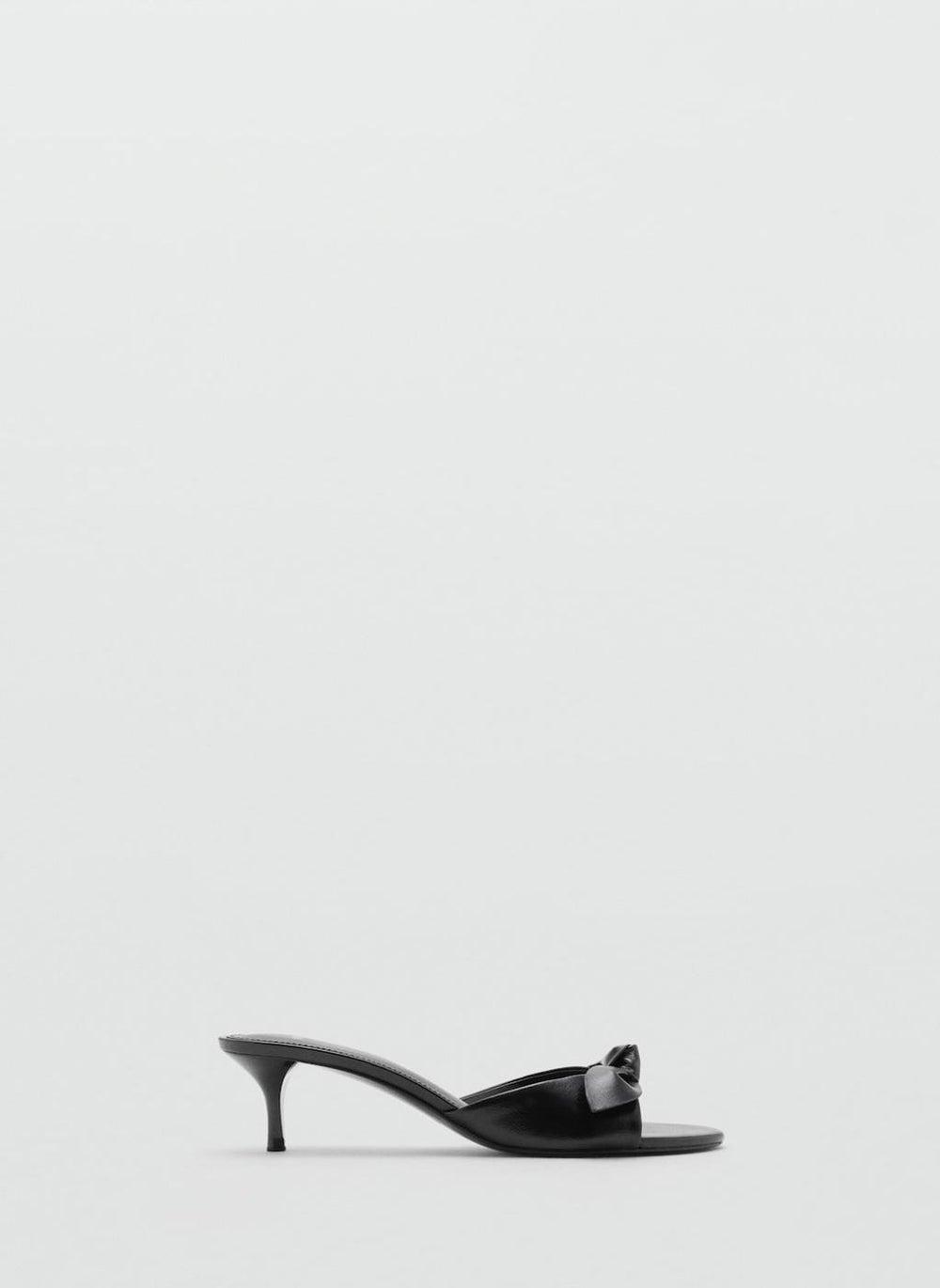 Elegant Bow Heel Slingback Mules in 99-NEGRO - Image 1