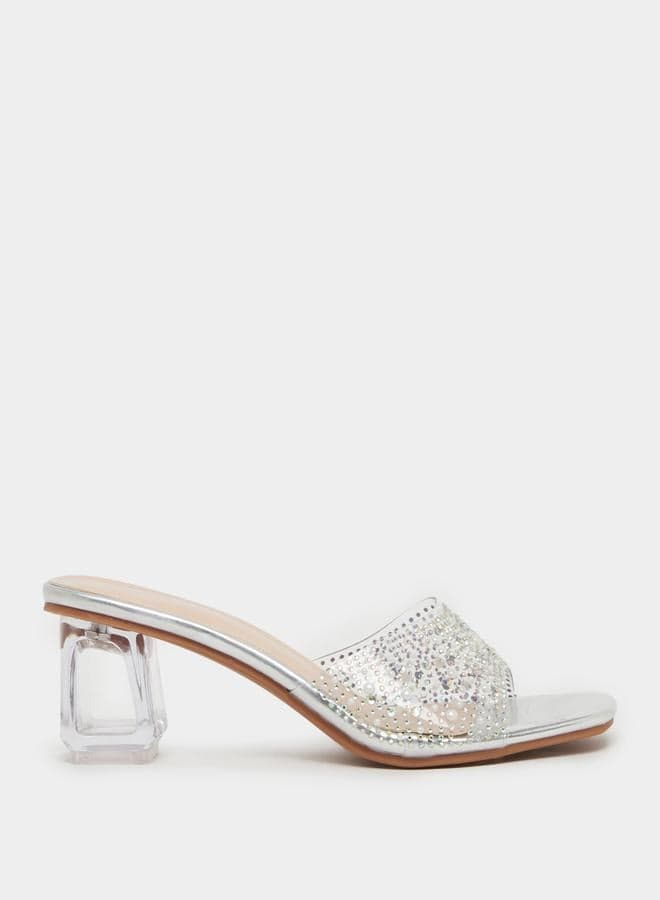 Elegant Styli 7011651132Silver Transparent Heel Sandals - Image 1