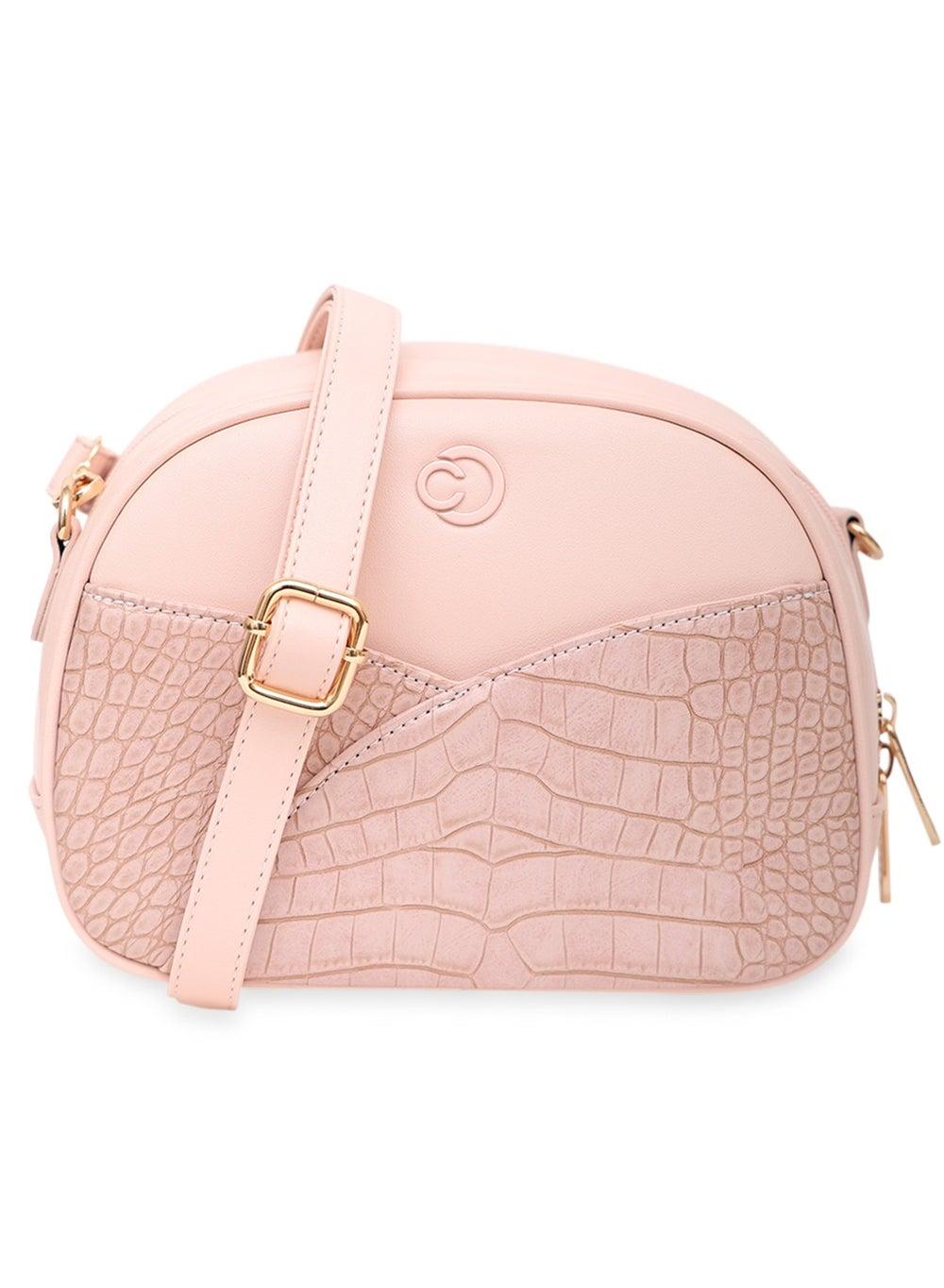 CAPRESE Blush Pink Croco Texture Small Sling Bag - Image 1