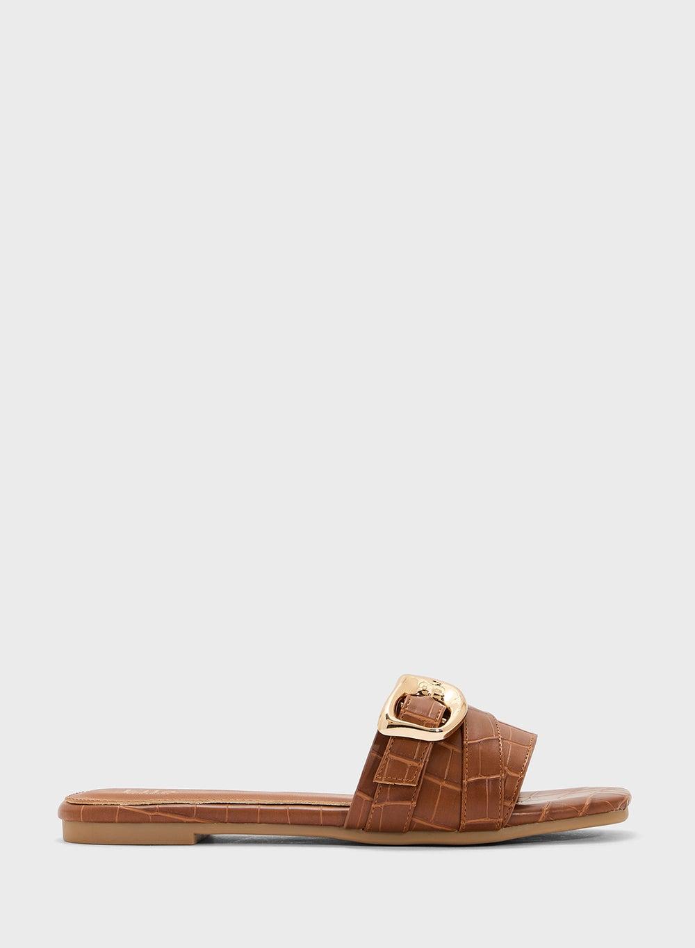 Elegant Brown Slide Sandals 5328 87 – Buckle Detail - Image 1