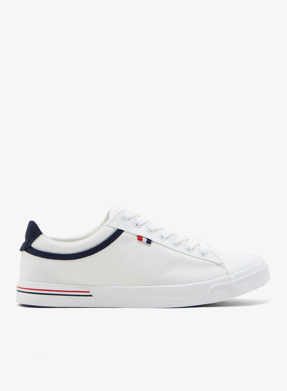0701B White Canvas Low-Top Sneakers for Men - Image 1