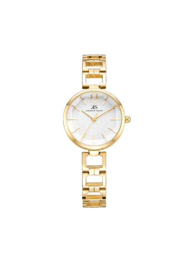 KENNETH SCOTT K23514-GBGW Elegant Women's Gold Alloy Watch - 28mm - Image 1
