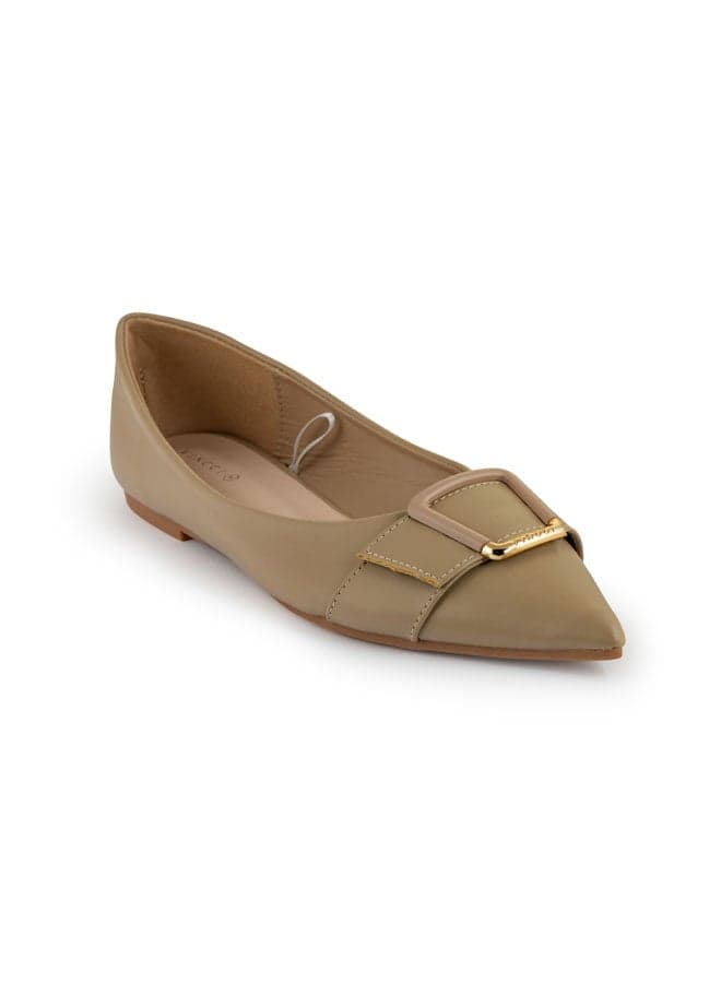 Elegant Taupe Vi20400750 Pointed Toe Ballerinas - Image 1