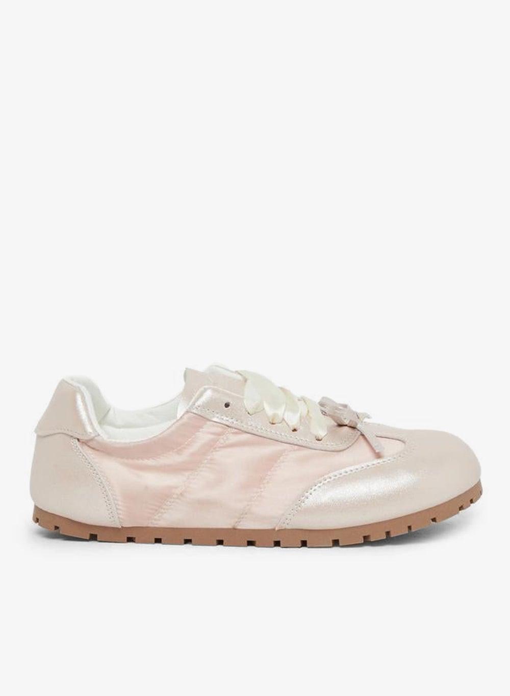 Styli Pink Lace Up Bow Detail Sneakers - Image 1