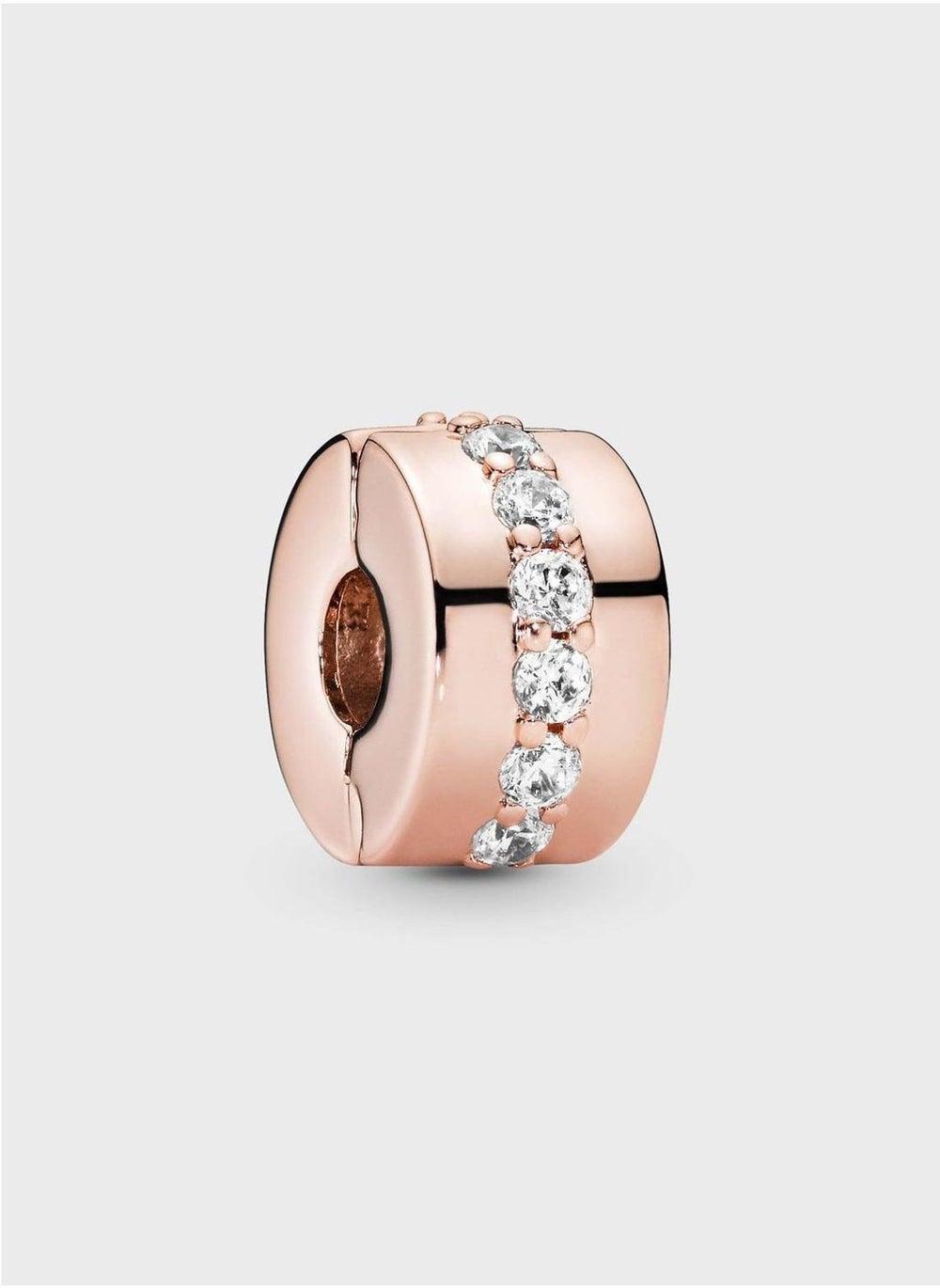PANDORA 14k Rose Gold-Plated Sparkling Spacer Charm - Image 1