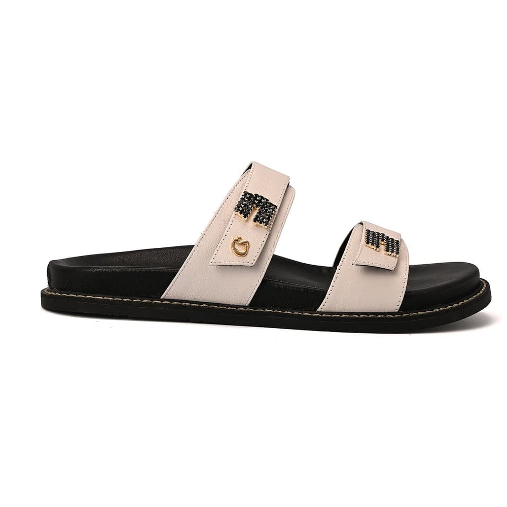 Bianco Crystal Strap Flat Sandals - Elegance from Brazil - Image 1