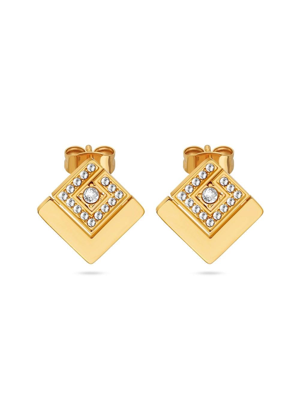 Guy Laroche Grace Earrings: Gold-Plated Crystal Elegance - Image 1