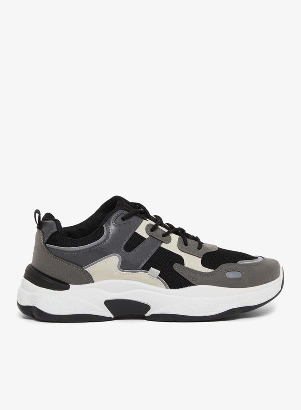 Color Block Gridstep Low-Top Lace-Up Sneakers - Image 1