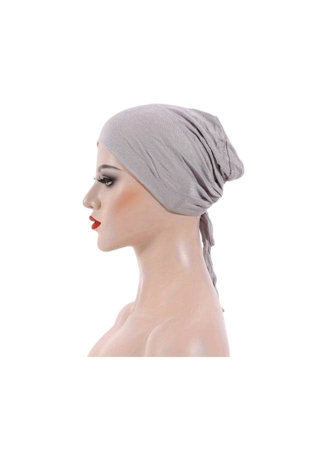 Luxurious Grey Satin-Lined Hijab Inner Cap - Image 1