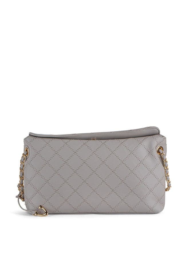 Vincci Grey Quilted Chain-Link Shoulder Bag for Women - Image 1