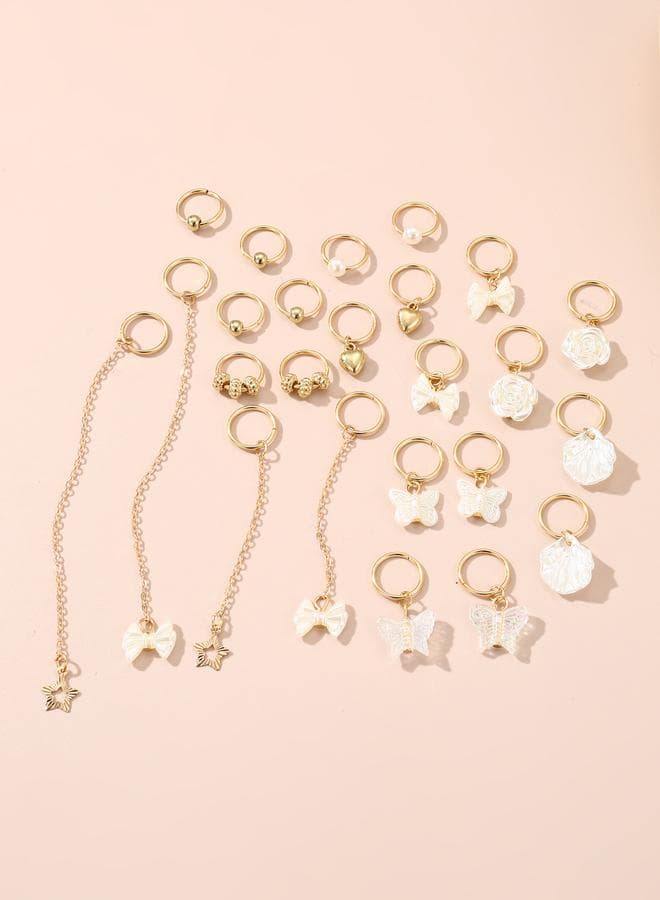 Take Two Set of 24 - Golden Embellished Hair Rings - Image 1